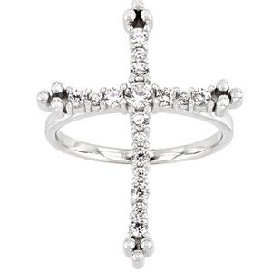 0.75ctw Round White Zircon Rhodium Over Sterling Silver Cross Ring - Size 7